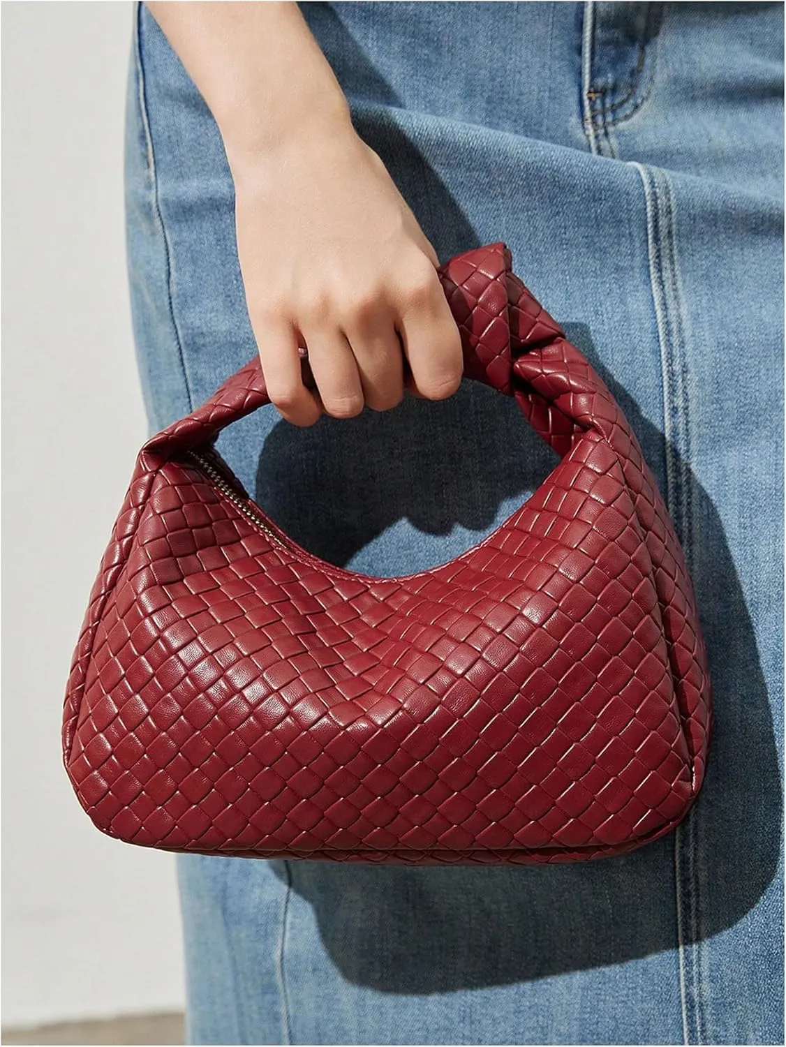 Verdusa Women's Hobo Bags Ruched PU Leather Handbag Clutch Purses Dumpling Pouch Bag