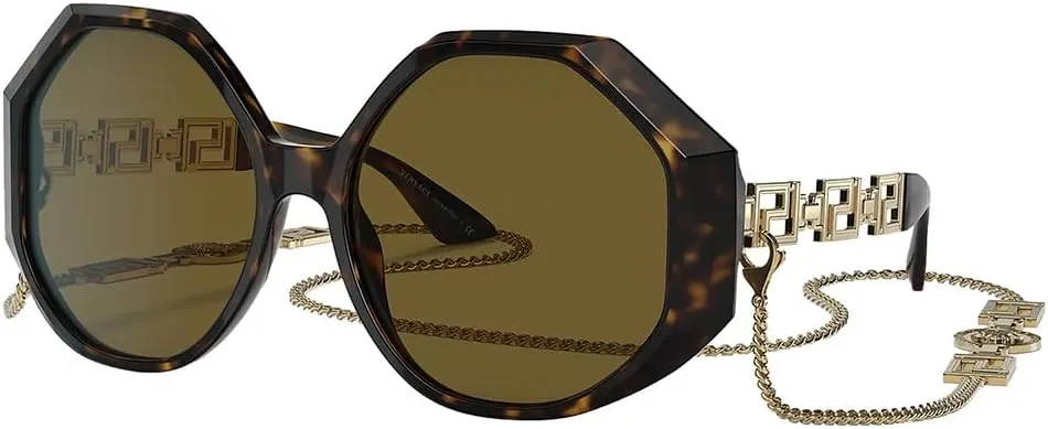 Versace Woman Sunglasses Havana Frame, Dark Brown Lenses, 59MM