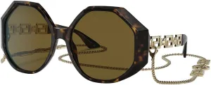 Versace Woman Sunglasses Havana Frame, Dark Brown Lenses, 59MM
