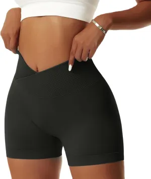 Vertvie Women's Workout Gym Shorts Booty V Cross Spandex Yoga Biker Shorts Scrunch Butt High Waisted Athletic Leggings