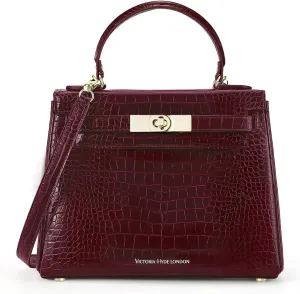 VICTORIA HYDE Handbags for Women, Women's Satchel Handbags, Leather Top Handle Purse (Red)