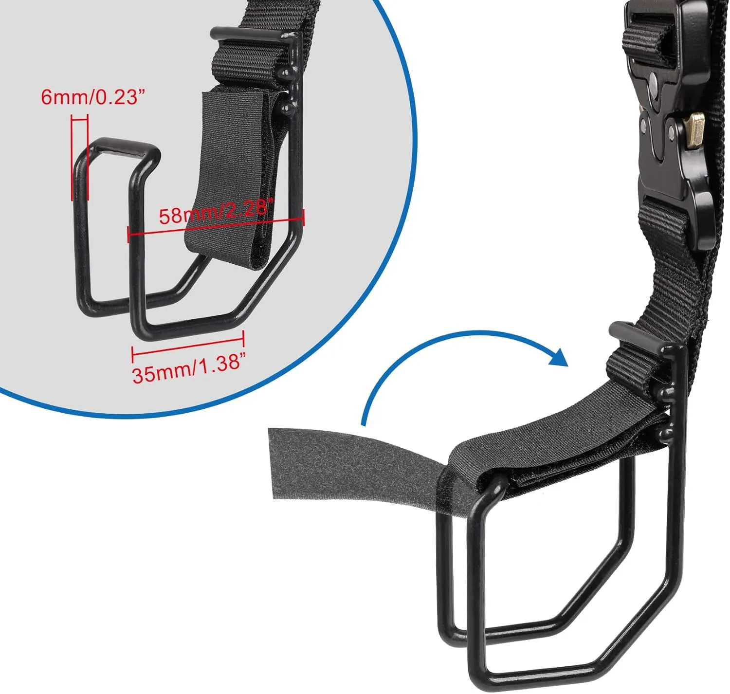 Vigorport Luggage Hook Strap, J Hook for Add a Bag Luggage, Multi Adjustment Bag Strap Hook with Hands Free (Large Size/Metal Buckle)