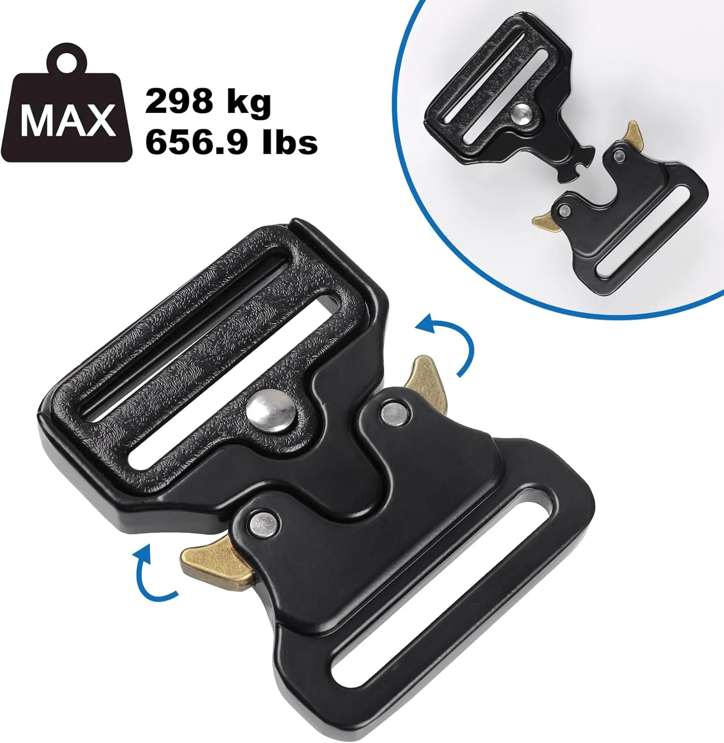 Vigorport Luggage Hook Strap, J Hook for Add a Bag Luggage, Multi Adjustment Bag Strap Hook with Hands Free (Large Size/Metal Buckle)