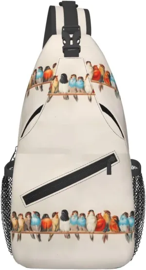 Vintage Birds Chest Sling Bag Crossbody Shoulder Backpack Bag Gym Cycling Daypack Travel Hiking Cross Bag