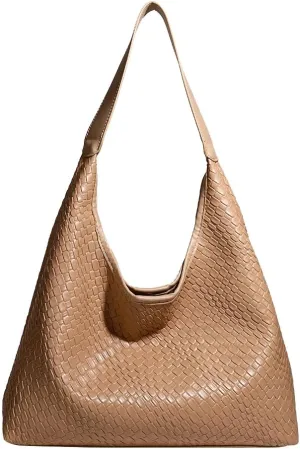 Vintage Bucket Bags for Women Slouchy Tote Bag for Women Woven Purse Pu Leather Shoulder Bag Top Handle Bag with Pocket 2025