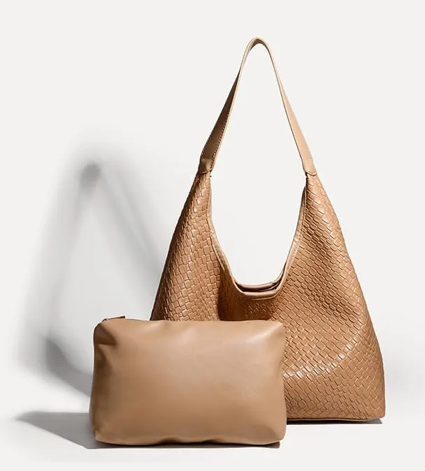 Vintage Bucket Bags for Women Slouchy Tote Bag for Women Woven Purse Pu Leather Shoulder Bag Top Handle Bag with Pocket 2025