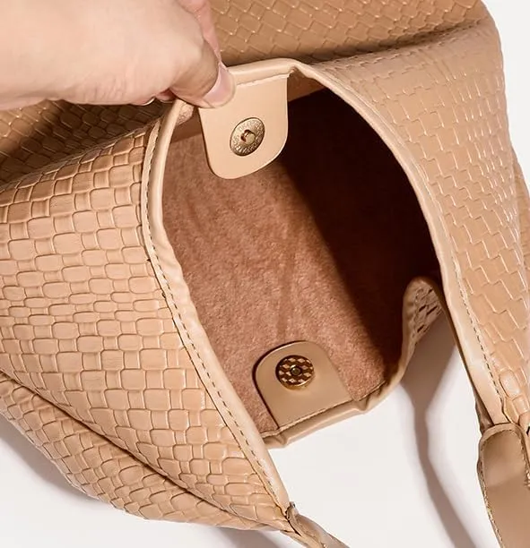 Vintage Bucket Bags for Women Slouchy Tote Bag for Women Woven Purse Pu Leather Shoulder Bag Top Handle Bag with Pocket 2025