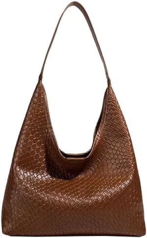 Vintage Bucket Bags for Women Slouchy Tote Bag for Women Woven Purse Pu Leather Shoulder Bag Top Handle Bag with Pocket 2025