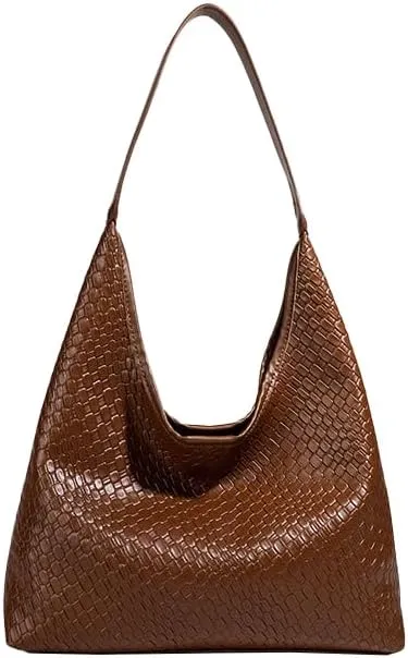 Vintage Bucket Bags for Women Slouchy Tote Bag for Women Woven Purse Pu Leather Shoulder Bag Top Handle Bag with Pocket 2025