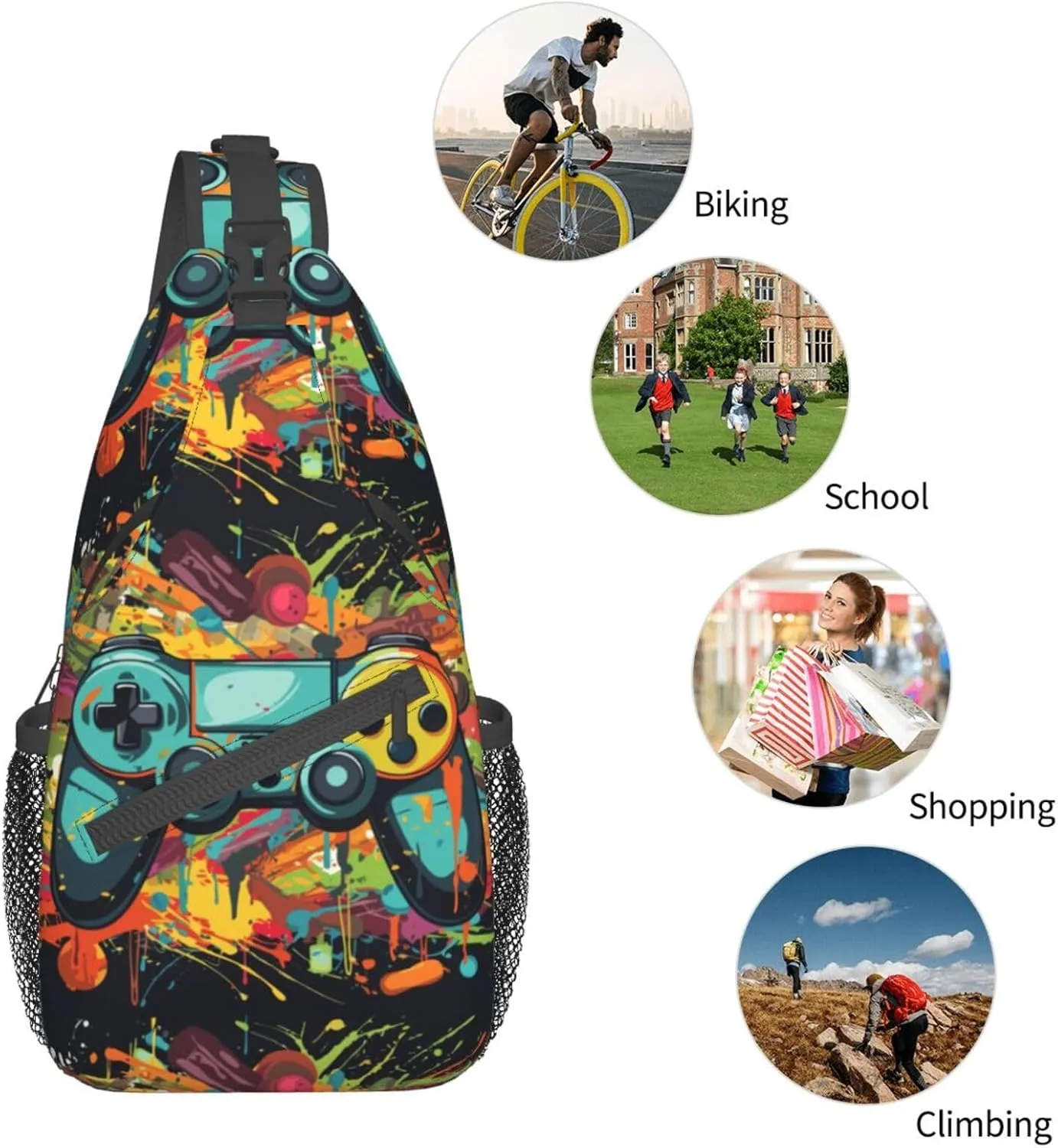 Vintage Elephant Sling Backpack Unisex Crossbody Chest Bag Shoulder Chest Bag For Women Men Hiking Travel
