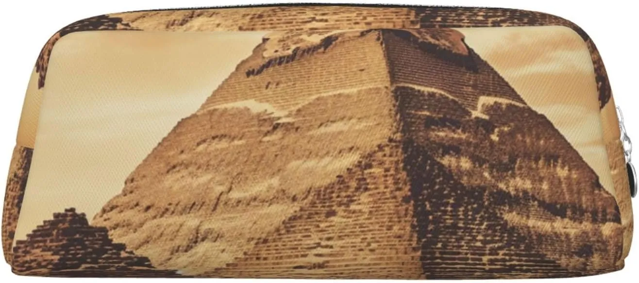 Vintage Great Egyptian Pyramid Makeup Bag Travel Cosmetic Bag for Women Men Pencil Case Zipper Toiletry Bag Purse