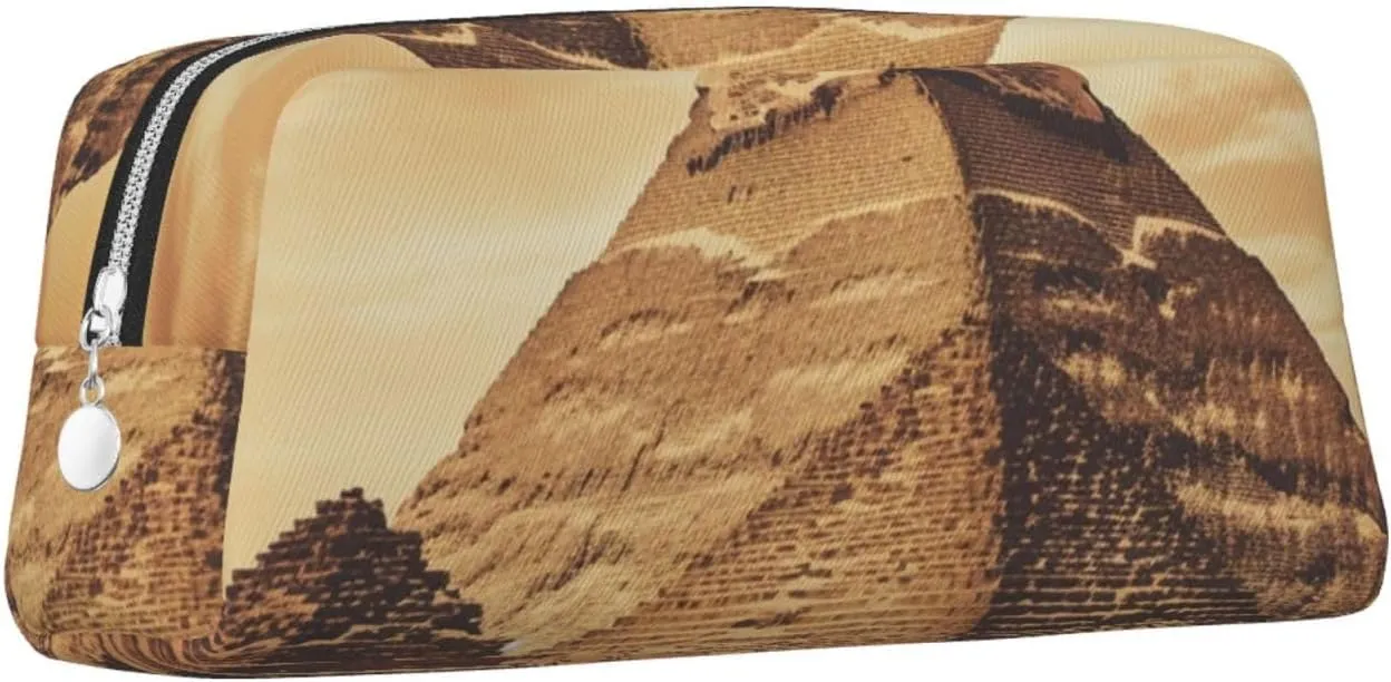 Vintage Great Egyptian Pyramid Makeup Bag Travel Cosmetic Bag for Women Men Pencil Case Zipper Toiletry Bag Purse
