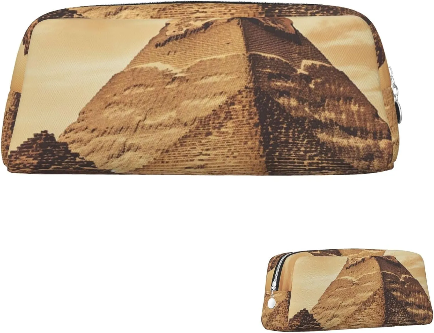 Vintage Great Egyptian Pyramid Makeup Bag Travel Cosmetic Bag for Women Men Pencil Case Zipper Toiletry Bag Purse