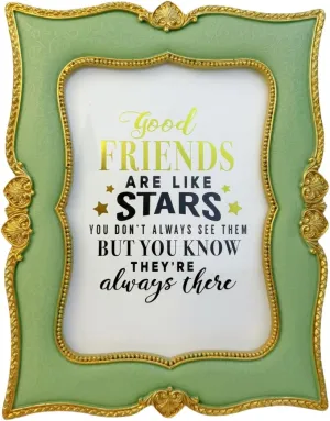 Vintage Green Gold Photo Frame 5 x 7 Inch Ornate Antique Picture Frames 5x7 with Golden Heart Trims for Tabletop Wall, Horizontal or Vertical Display (Green)