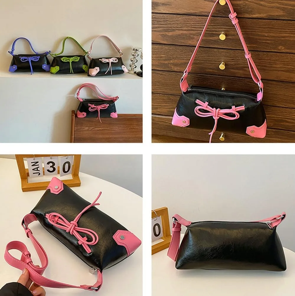 Vintage Hobo Bags for Women Bow Tie Crossbody Bags for Women Y2k Satchel Handbag Shoulder Bag Top Handle Purse Clutch