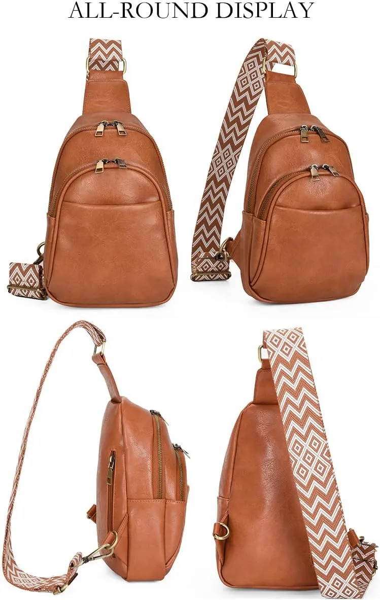 Vintage Sling Bag for Women Crossbody Sling Backpack Multipurpose Chest Bag Casual Shoulder Satchel Daypack (white)