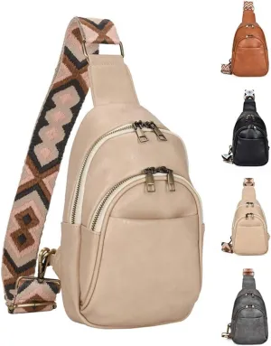 Vintage Sling Bag for Women Crossbody Sling Backpack Multipurpose Chest Bag Casual Shoulder Satchel Daypack (white)