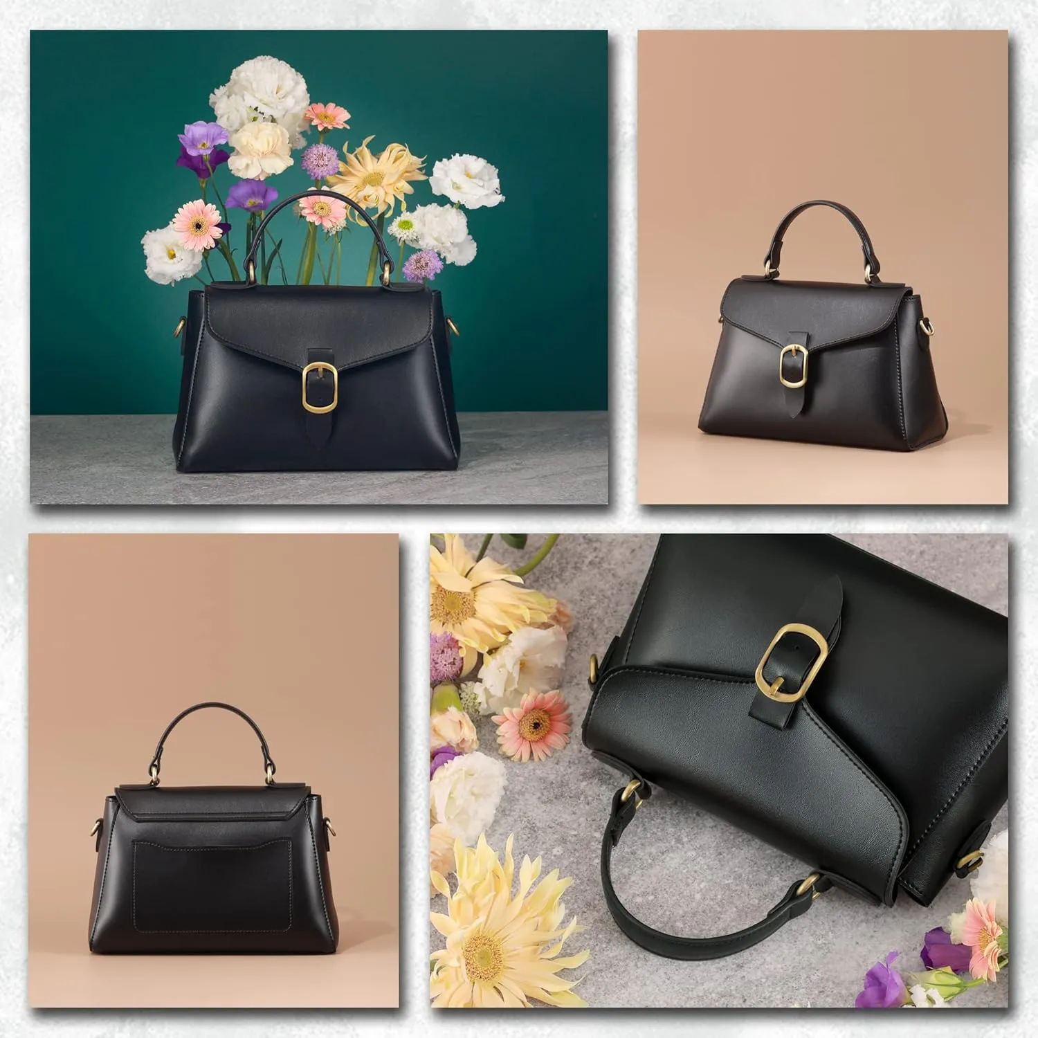 Vintage Vegan Leather Flap Top Handle Bag For Women Retro Satchel Casual Purse Simple Shoulder Classic Handbag