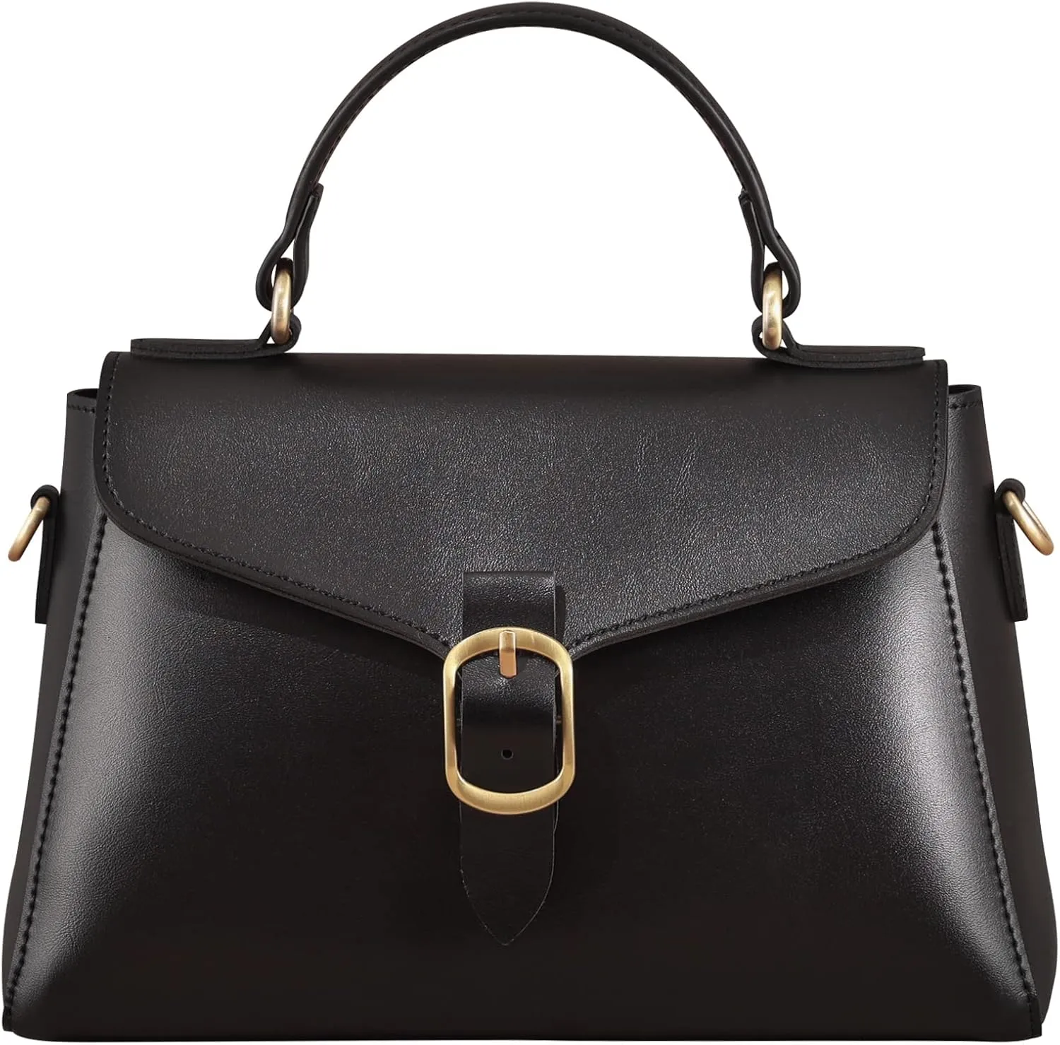 Vintage Vegan Leather Flap Top Handle Bag For Women Retro Satchel Casual Purse Simple Shoulder Classic Handbag