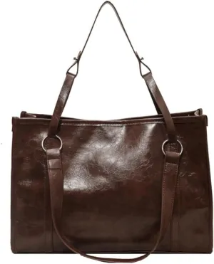 Vintage Vegan Leather Large Tote Hobo Shoulder & Crossbody Top-Handle Satchel Handbag Purse for Women's Work Style
