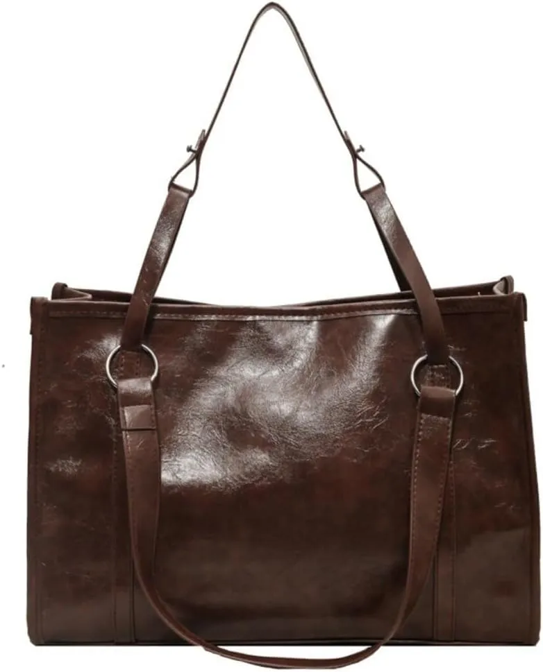 Vintage Vegan Leather Large Tote Hobo Shoulder & Crossbody Top-Handle Satchel Handbag Purse for Women's Work Style