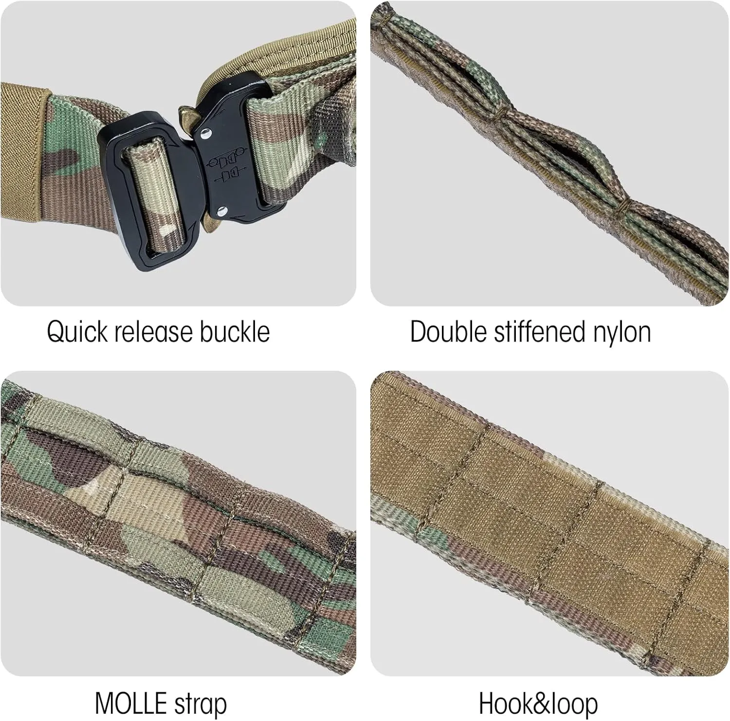 VISMIX Tactical Belt, Quick Release 1.75" MOLLE Battle Belt with Inner Belt and Anti-Slip Pad- Heavy Duty Battle Belts