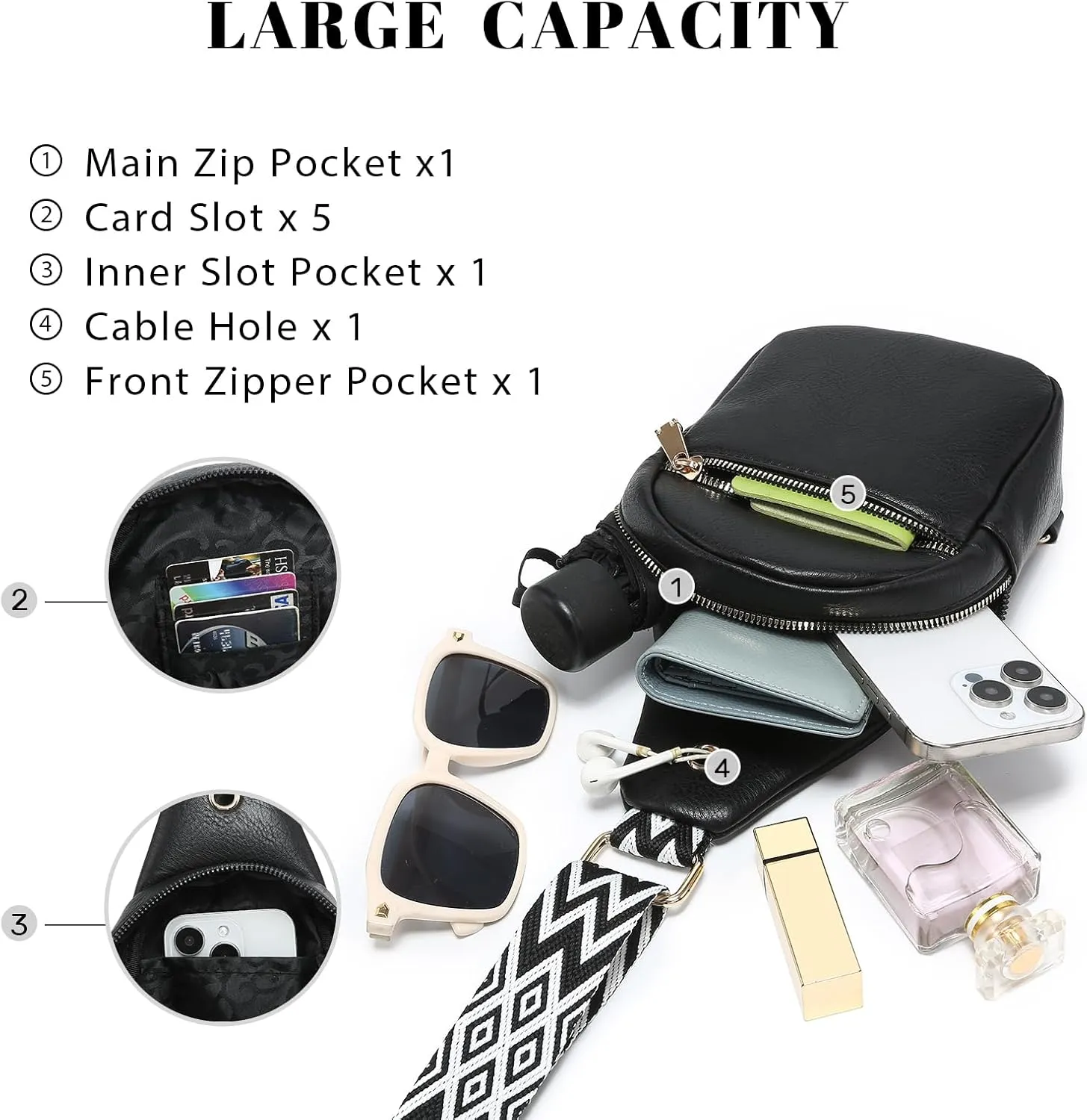 VONMAY Women Small Sling Bags Crossbody Bag Purses Lightweight Chest Bag for Hiking Cycling Work Travel