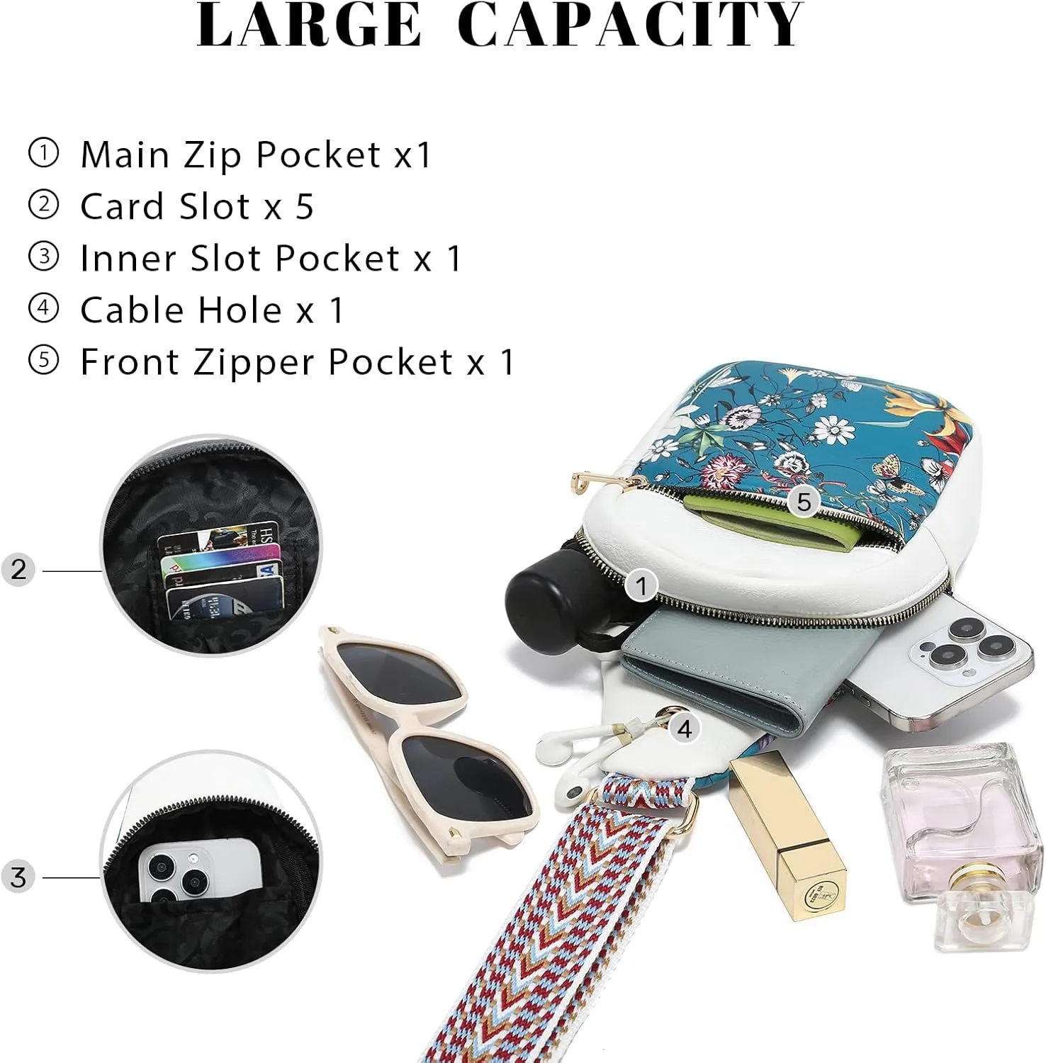 VONMAY Women Small Sling Bags Crossbody Bag Purses Lightweight Chest Bag for Hiking Cycling Work Travel