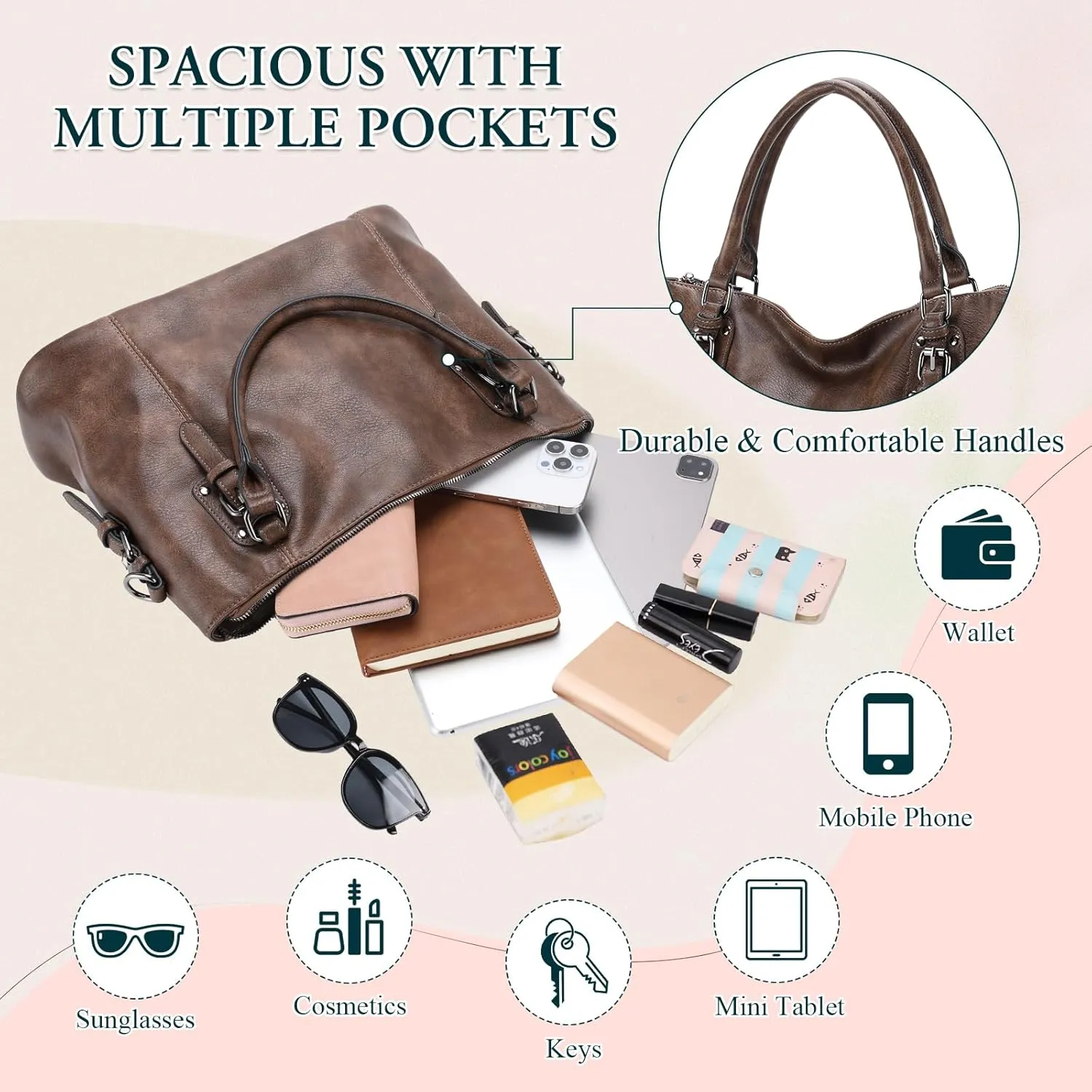 VX VONXURY Hobo Bag for Women, Tote Bag Shoulder Crossbody Bags Satchel Purses for Women
