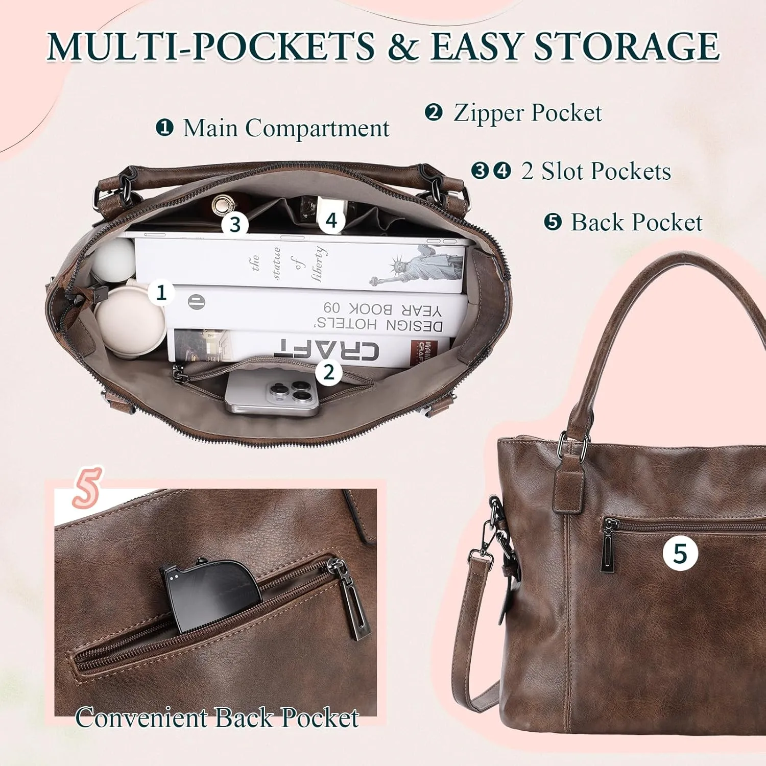 VX VONXURY Hobo Bag for Women, Tote Bag Shoulder Crossbody Bags Satchel Purses for Women