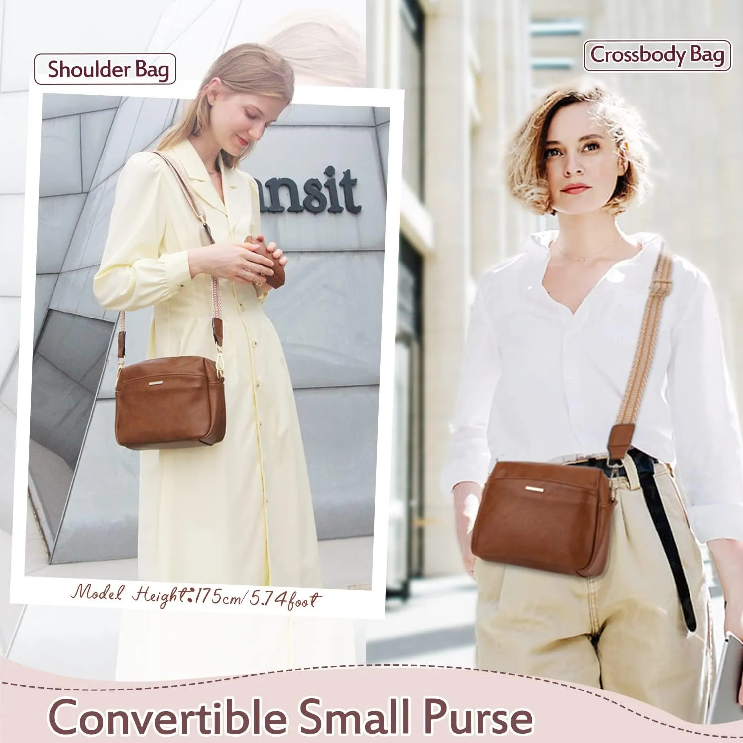 VX VONXURY Small Crossbody Bags for Women, Vegan Soft Pu Leather Triple Zipper Purse Handbags