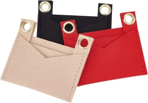 WADORN 3 Colors Felt Handbag Insert Liner, Mini Purse Organizer Small Wallet Crossbody Conversion Kit with Eyelets for Envelope Clutch Pochette Card Holder Insert Liner Storage, 3.14x3.54 Inch