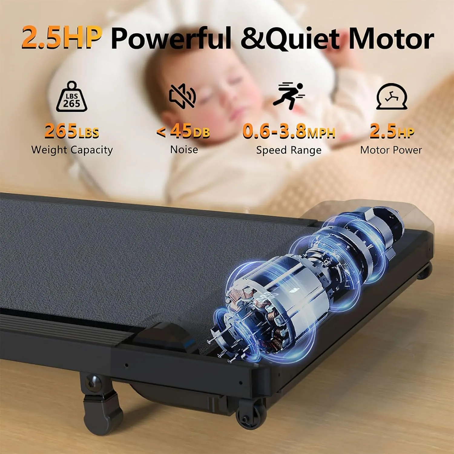 Walking Pad Treadmill with Incline,Under Desk Treadmill with Incline 2 in 1 for Walking and Jogging,2.5HP Compact Incline Walking Pad for Home Office with Remote Control