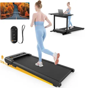 Walking Pad, Under Desk Treadmill with Incline, 300 Lbs Capacity Portable Treadmill for Home Office, 2 in 1 Mini Desk Treadmill with Remote Control, LED Display