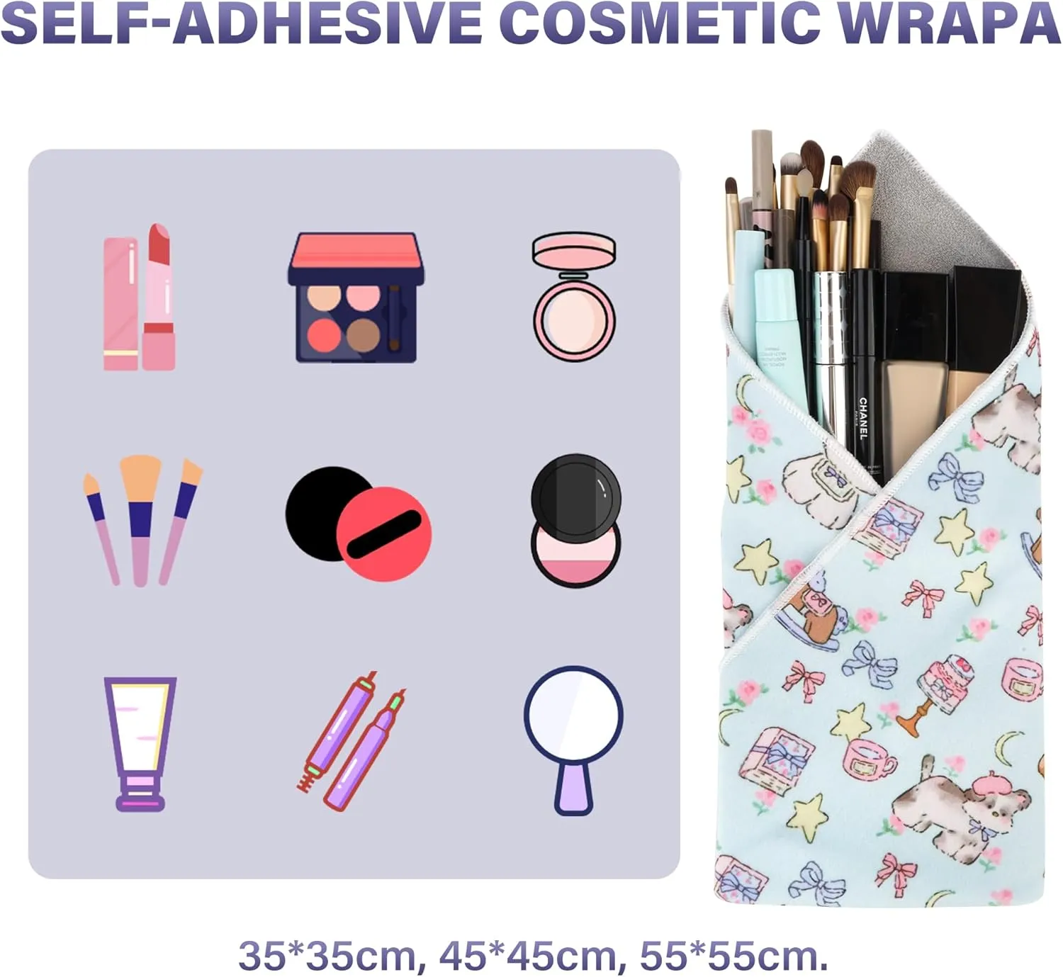Walking Way Self-Adhesive Magic Cloth Makeup Bag, Portable Protective Cosmetic Pouch, Camera Lens Wrap, Stylish Travel Organizer for Beauty Essentials, Travel, Gifts & Daily Use