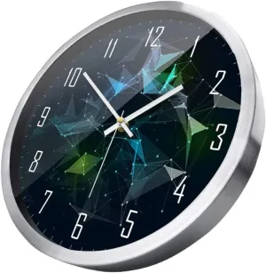 Wall Clock 12 Inches Silent Clocks Ocean Clock Decorative Round Used for Bedroom Living Room Bedside (Color : Silver Frame Size : 12 Inches)