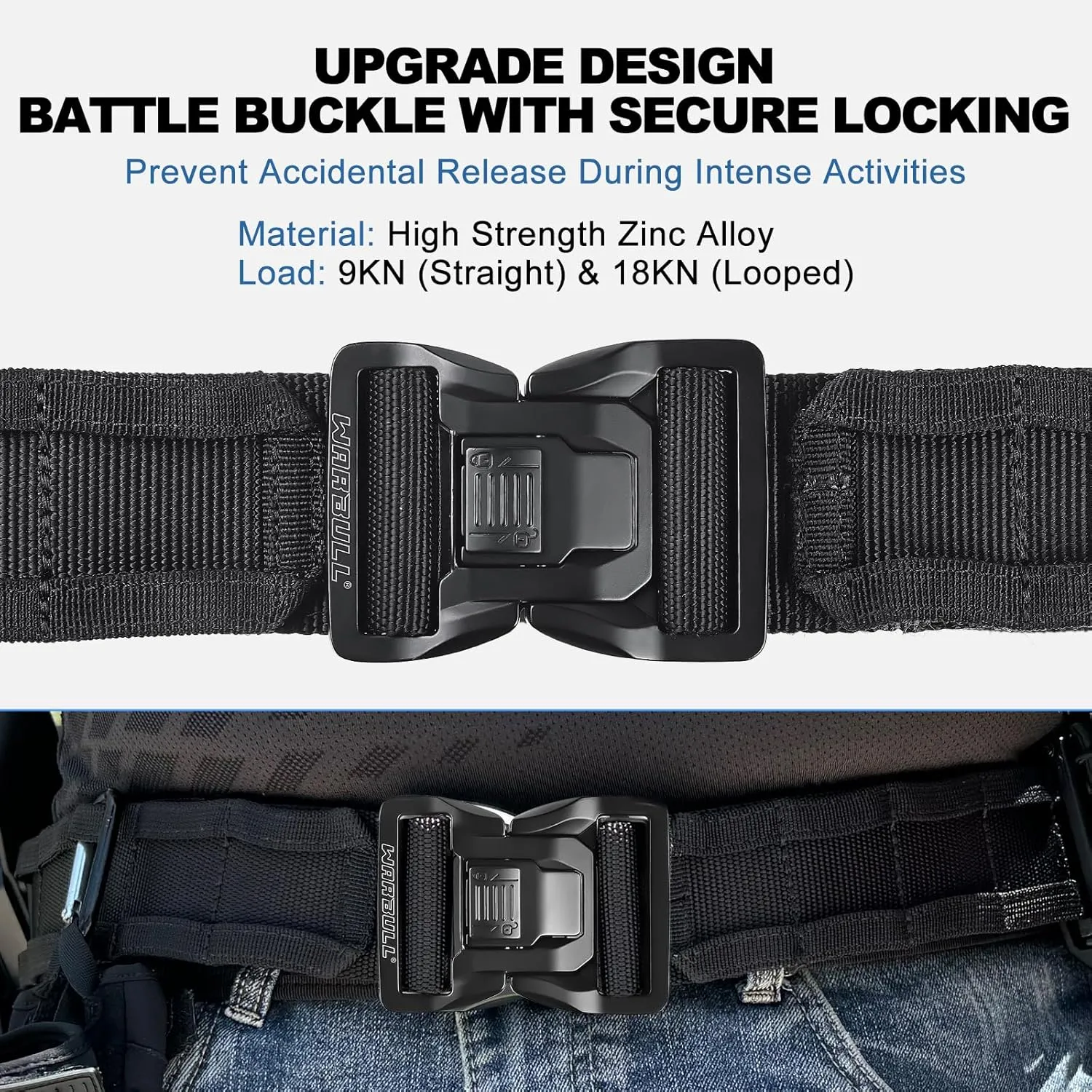 WarBull Tactical Battle Molle Belt, 2'' Quick Release Gun Belt w/Secure Locking, 1.57'' EDC Inner Belt, Duty Combat Belt
