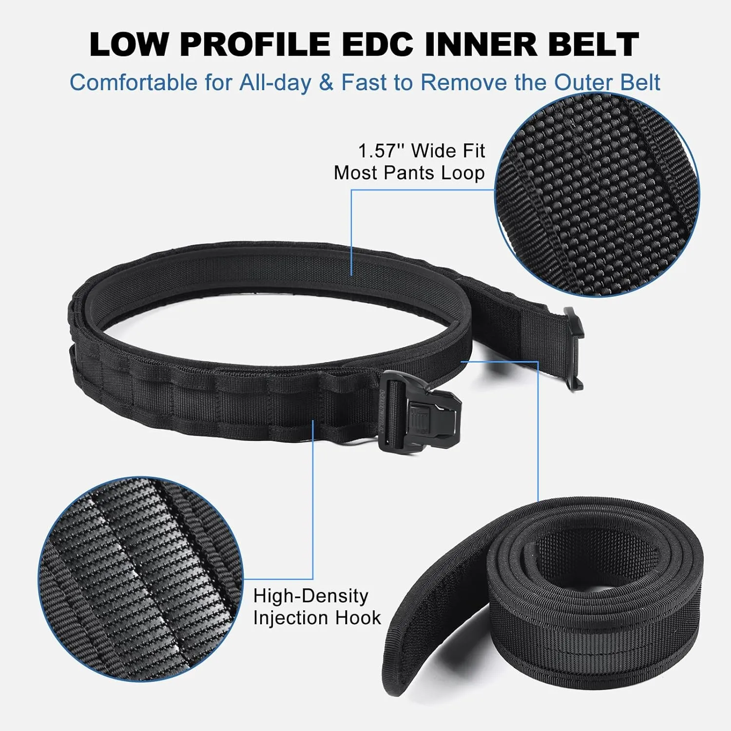 WarBull Tactical Battle Molle Belt, 2'' Quick Release Gun Belt w/Secure Locking, 1.57'' EDC Inner Belt, Duty Combat Belt