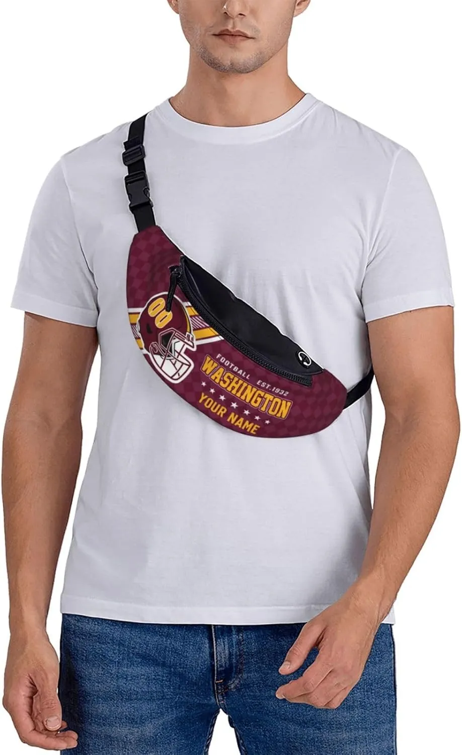 Washington Waist Bag Adjustable Football Belt Bag Personalized Custom Fanny Pack Sports Hiking Running Belt Waist Pack for Women Men Fans Gifts