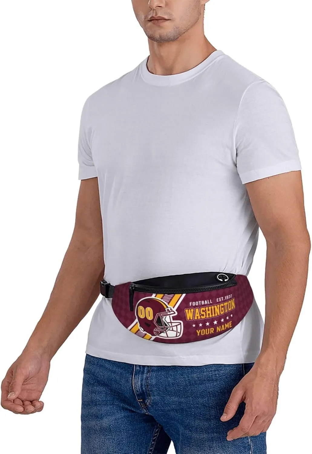 Washington Waist Bag Adjustable Football Belt Bag Personalized Custom Fanny Pack Sports Hiking Running Belt Waist Pack for Women Men Fans Gifts