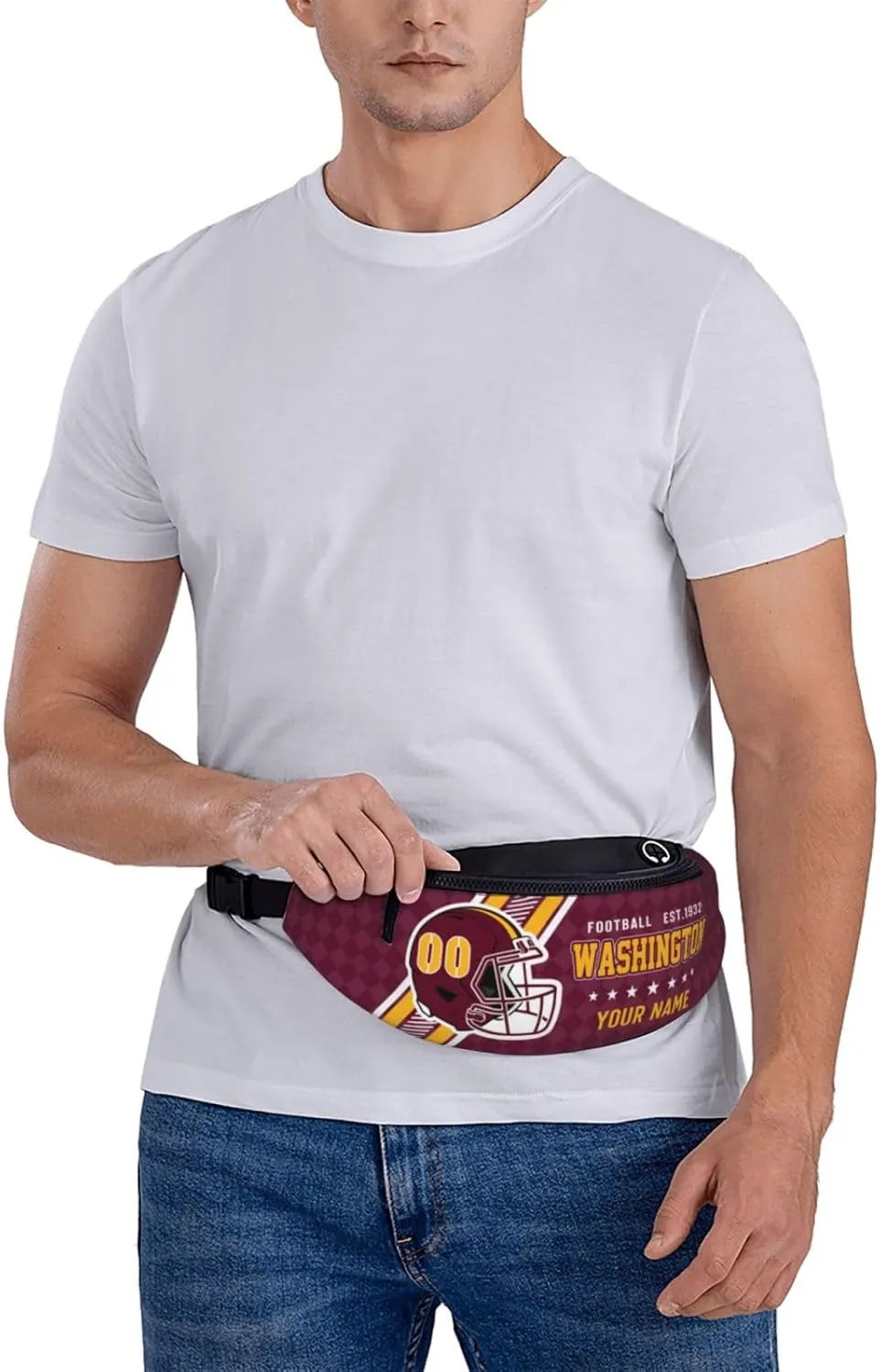 Washington Waist Bag Adjustable Football Belt Bag Personalized Custom Fanny Pack Sports Hiking Running Belt Waist Pack for Women Men Fans Gifts
