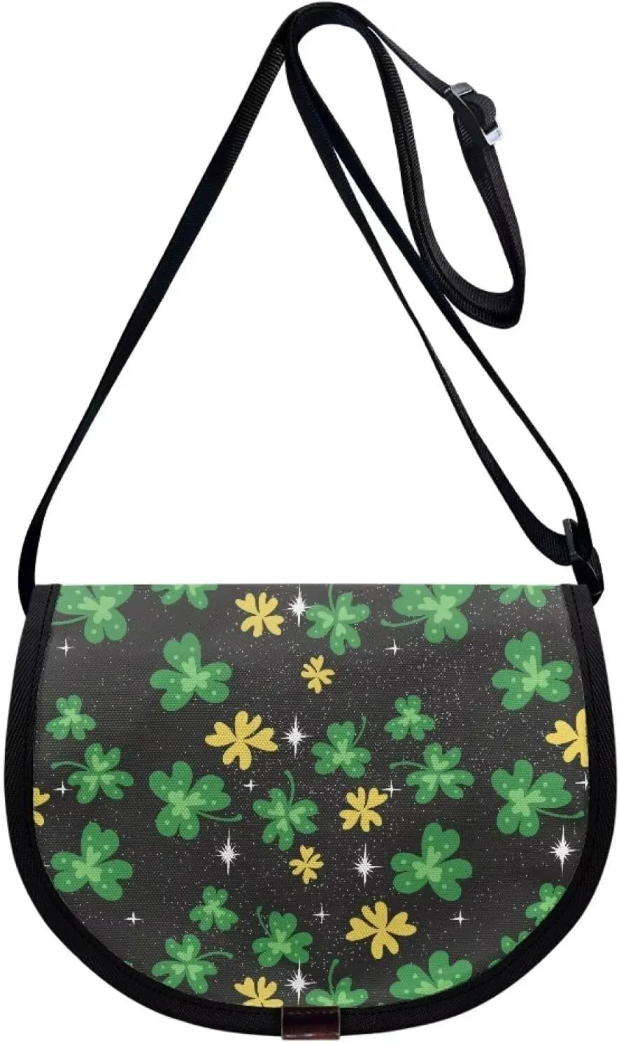 Watercolor Butterfly Women Cross Body Bag, Cartoon Clover Casual Shoulder Bag, Heart Curtain Satchel Messenger Bags