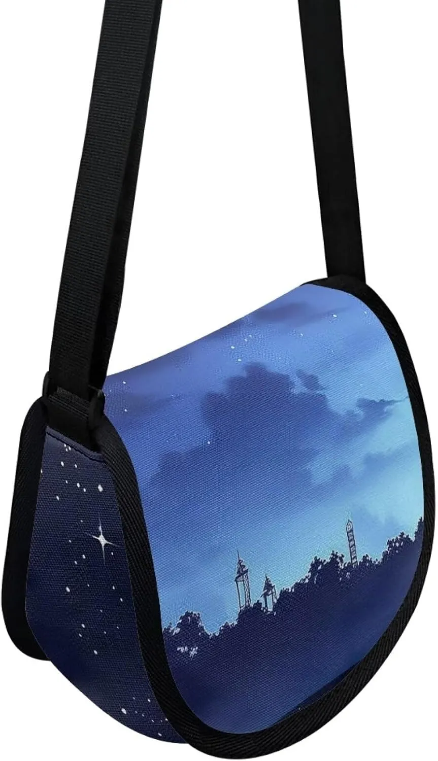 Watercolor Butterfly Women Cross Body Bag, Cartoon Clover Casual Shoulder Bag, Heart Curtain Satchel Messenger Bags