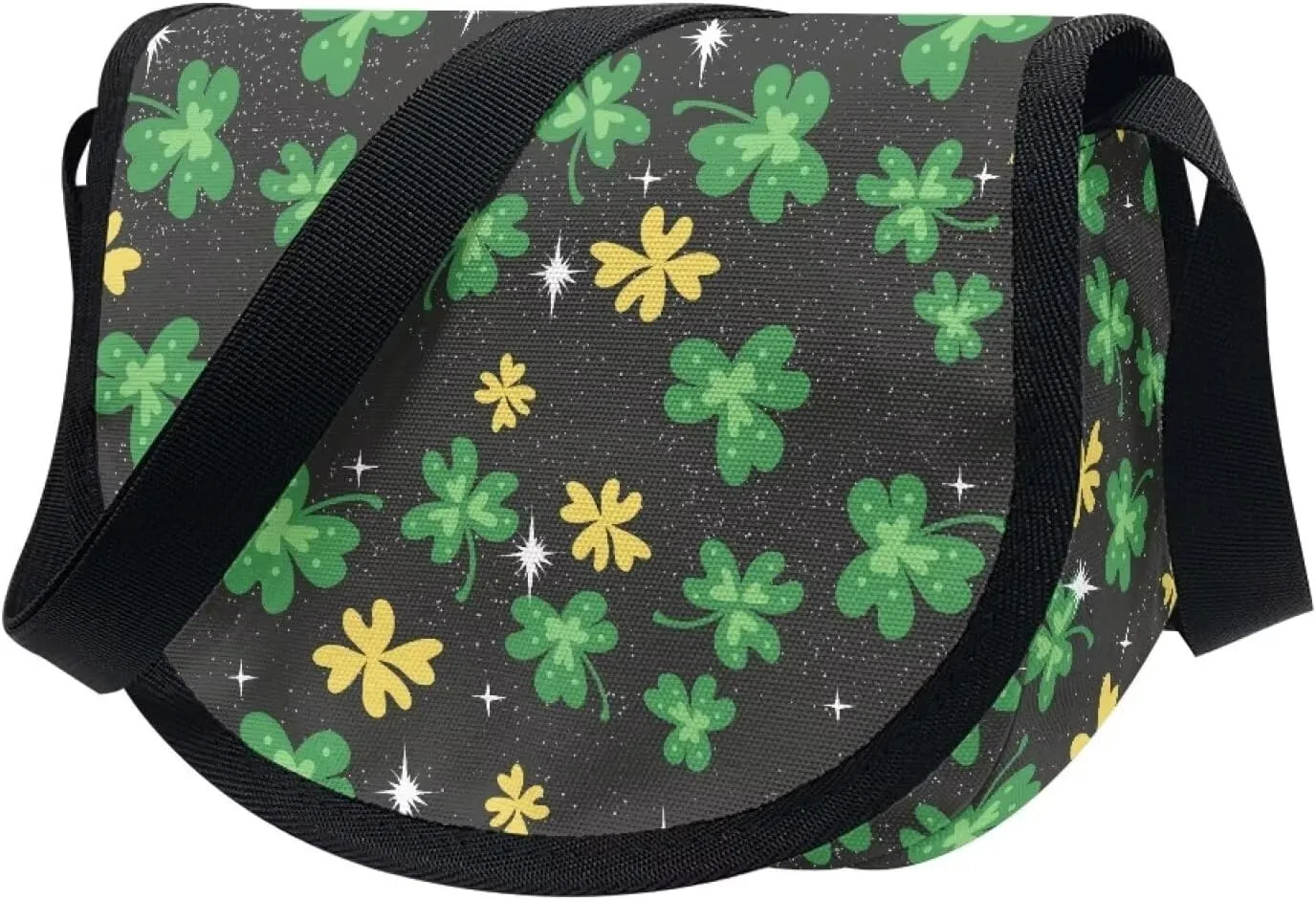 Watercolor Butterfly Women Cross Body Bag, Cartoon Clover Casual Shoulder Bag, Heart Curtain Satchel Messenger Bags