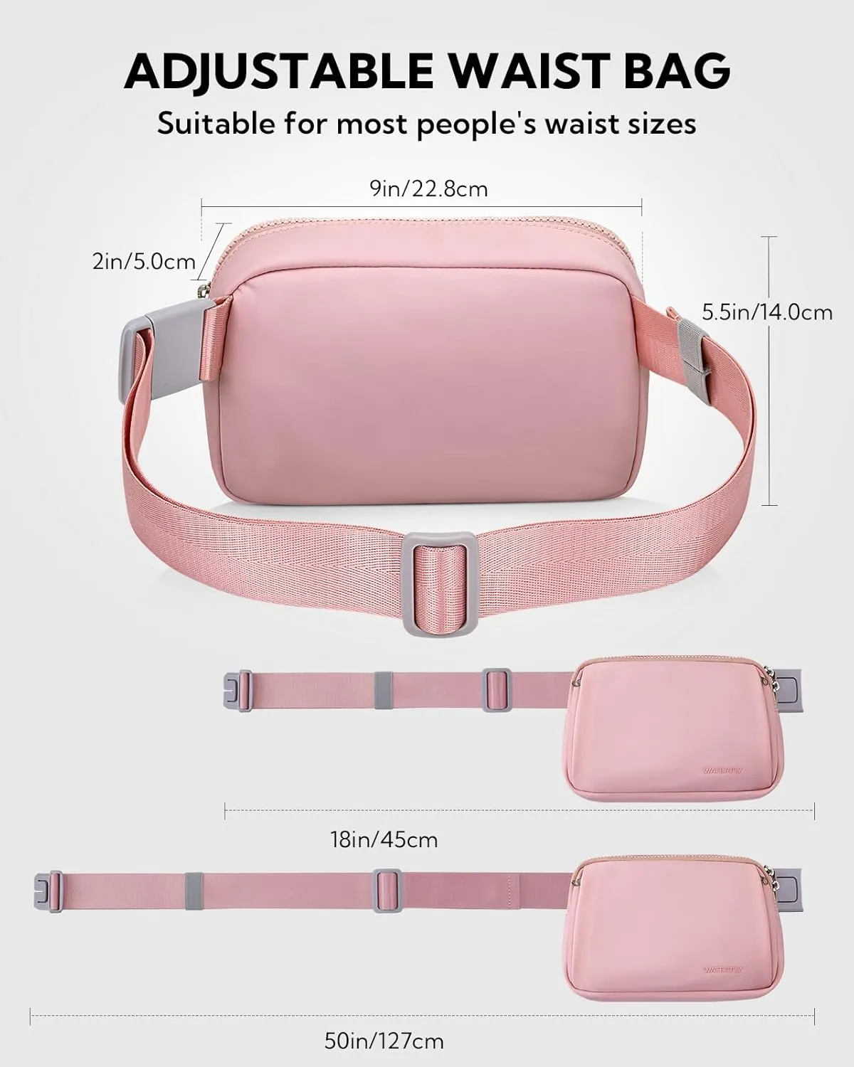 WATERFLY Crossbody Belt Fanny Pack: Sports Walking Waist Bag Runner Belt Bum Bag Hip Fannie Pack Phanny Fannypack Woman Man for Hiking Jogging Running