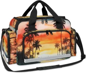 Waterproof Tactical Duffle Bag 25" Carry On Bag for EMT Tear-Resistant Gym Bag with Multi-Pocket & OSHA Reflective Travel Bags for Men Women Palm Tree