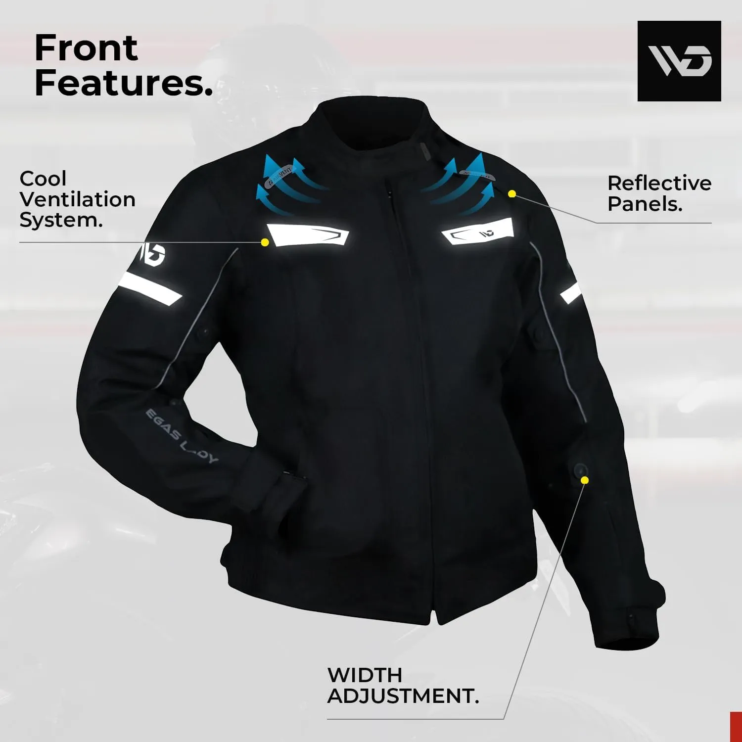 WD Motorcycle Jacket Women - Adjustable Slim Fit Biker Jacket Women Riding Gear with CE Armor - All Season Waterproof Textile Jacket with Thermal Lining & Ventilation (Black, Small)