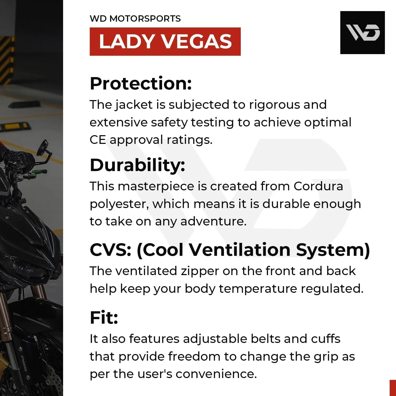 WD Motorcycle Jacket Women - Adjustable Slim Fit Biker Jacket Women Riding Gear with CE Armor - All Season Waterproof Textile Jacket with Thermal Lining & Ventilation (Black, Small)