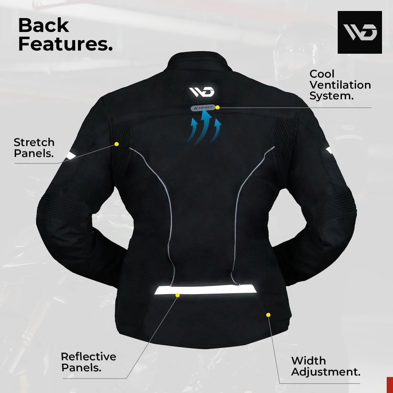 WD Motorcycle Jacket Women - Adjustable Slim Fit Biker Jacket Women Riding Gear with CE Armor - All Season Waterproof Textile Jacket with Thermal Lining & Ventilation (Black, Small)