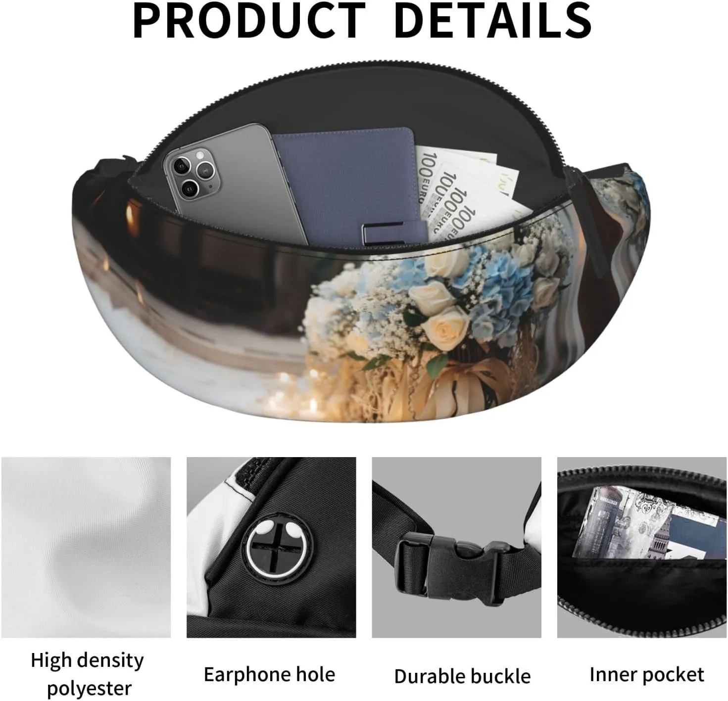 Wedding ceremony supply Fanny Pack for Man Women Waist Bag Adjustable Belt Casual Chest Bag Bum Bags for Travel Sports Running Hiking Waist Packs
